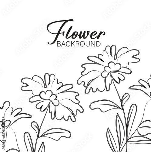 Elegant Black Line Art Flower Background Design Illustration