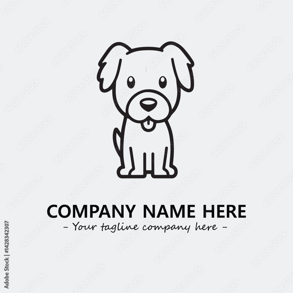 Fototapeta premium Dog illustration black and white for logo company vector image 