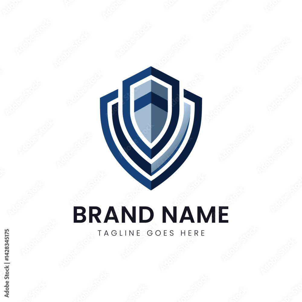 Modern logo featuring a stylized shield design in blue tones, perfect for conveying security and trustworthiness in a corporate or technology brand. Modern logo featuring a stylized shield design in blue tones, perfect for conveying security and trustworthiness in a corporate or technology brand.