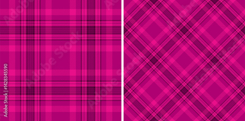 Vibrant pink plaid patterns, perfect for fashion, textile, or web design.  Two distinct styles offer versatile options for projects needing a bold, energetic feel.