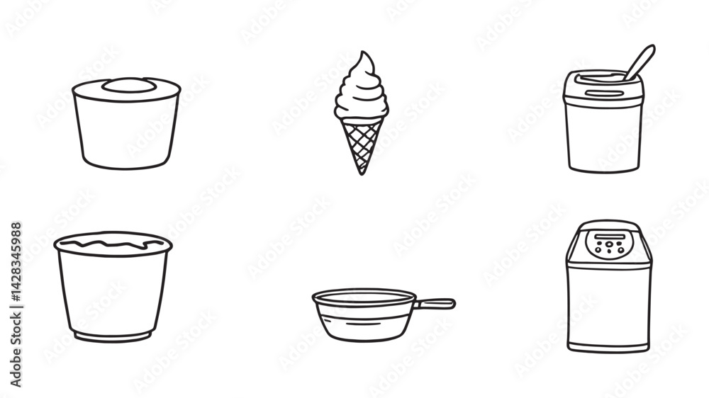 Obraz premium Ice Cream Maker line art modern style for food illustrations