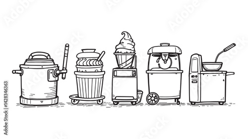 Ice Cream Maker line art simple design for food lovers