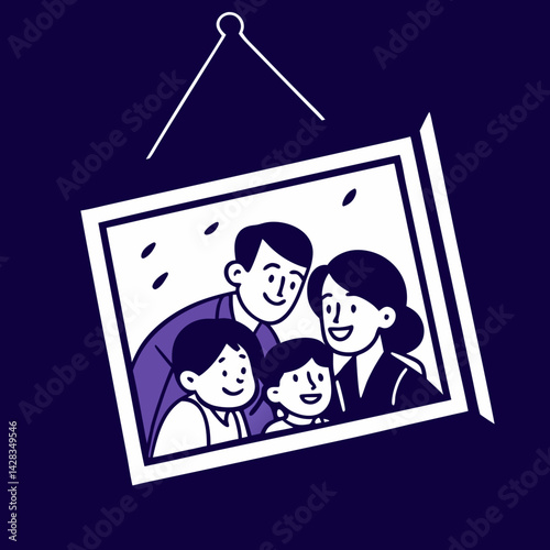 Family Portrait Smiling Together on a Dark Background  