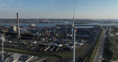 Wallpaper Mural Blast furnaces in The Netherlands, Ijmuiden, metal production. Heavy industrial zone. Aerial view. Torontodigital.ca