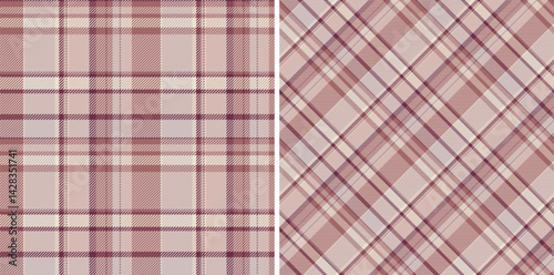 Pattern seamless fabric of check plaid background with a vector textile tartan texture. Set in trendy colors for windowpane print blouse, sheath dress, skinny pants.