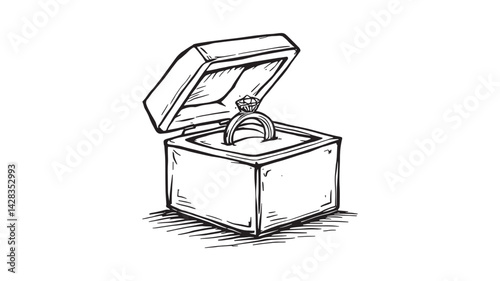 Jewelry Box line art modern design with graceful lines and curves