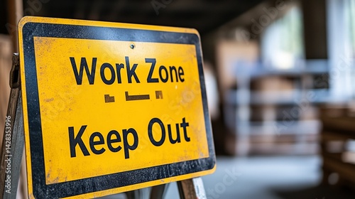 Wallpaper Mural Vibrant Yellow Work Zone Sign Promotes Safety and Restricted Access Torontodigital.ca