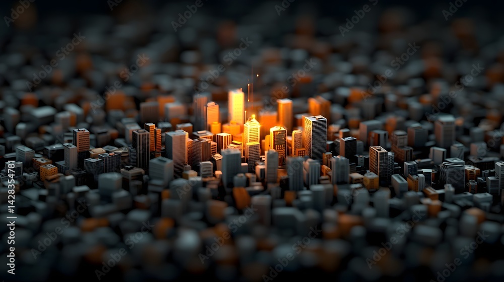 Fototapeta premium Futuristic urban landscape with dynamic lighting and neon accents