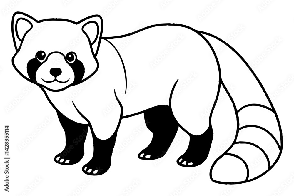Fototapeta premium Red Panda Monoline Design