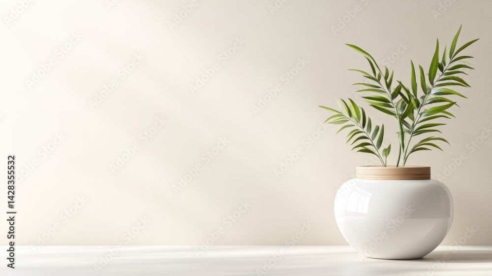 Minimalist plant display on a light beige background