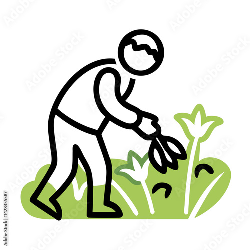 Person harvesting vegetables in a garden  