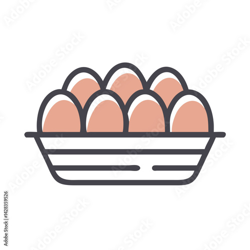 Eggs in a carton icon in flat style