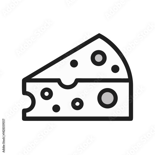 Cheese icon in outline style with black and white