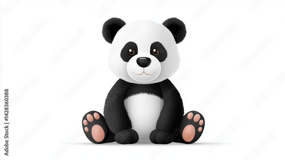 Naklejka premium Cute panda bear cartoon toy sitting. children's plush animal concept
