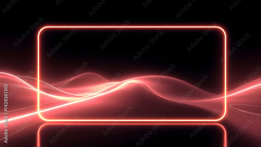Abstract Neon Wave Background Sleek Red Glow Frame Design Abstract Neon Wave Background Sleek Red Glow Frame Design