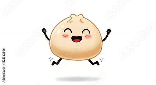 Cartoon dumpling jumping illustration