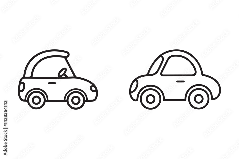Obraz premium Toy car line art vector illustration.