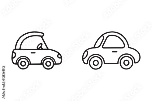 Toy car line art vector illustration.