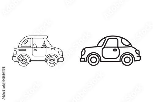 Toy car line art vector illustration.