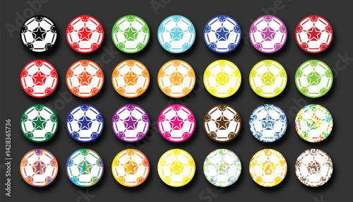 Set of different color soccer football variety football variety soccer football isolated free vector illustration in adobe stoke