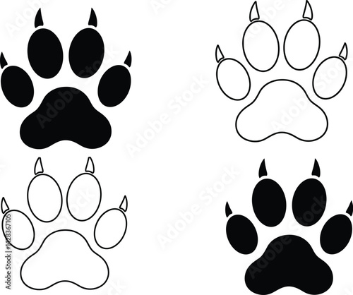 Paw print vector illustration, animal footprint graphic design, bear paw, cat paw, dog paw, vector art
