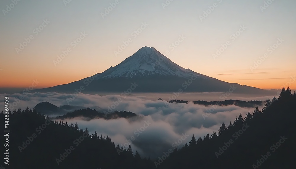 Naklejka premium Mountain Sunrise Cloudscape (1)