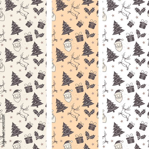 Hand drawn christmas pattern design background. Vector illustration