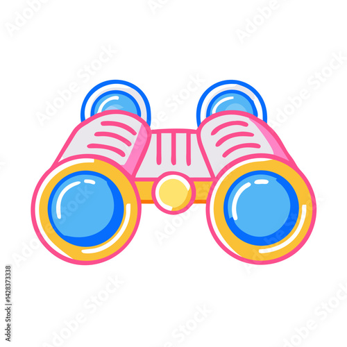 Colorful Binoculars Illustration on White Background for Outdoor Activities and Travel