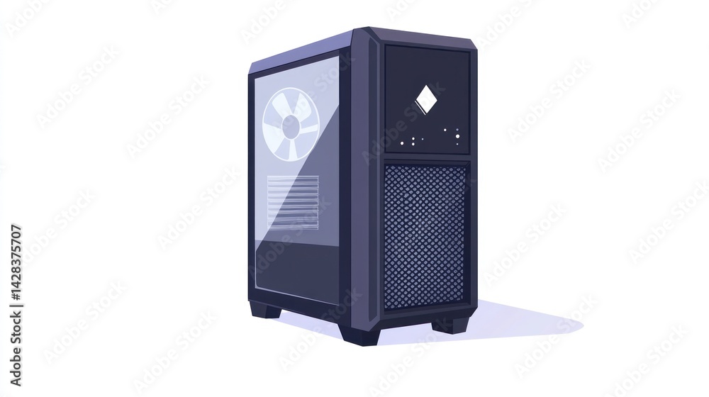 Fototapeta premium Modern computer case, side view