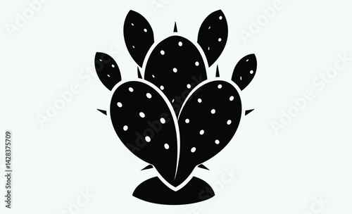 Prickly pear cactus silhouette, Prickly pear cactus silhouette icon vector illustration design on white background. 