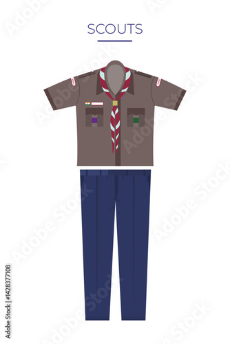 Scout Uniform Flat Vector Illustration with White Background