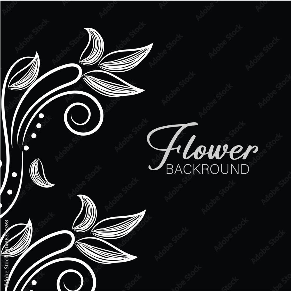 Fototapeta premium Elegant Black and White Floral Corner Design Background