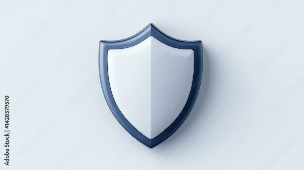 Clean Lines Shield Icon in Blue and White with Bold Outline and Subtle Drop Shadow on Plain Background Clean Lines Shield Icon in Blue and White with Bold Outline and Subtle Drop Shadow on Plain Background