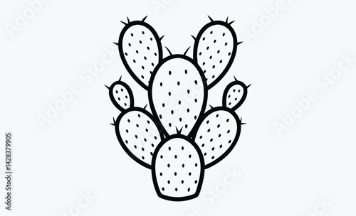 Prickly pear cactus silhouette, Prickly pear cactus silhouette icon vector illustration design on white background. 