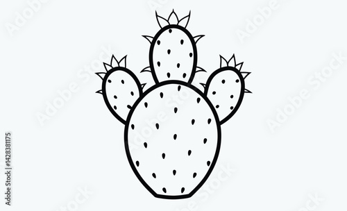 Prickly pear cactus silhouette, Prickly pear cactus silhouette icon vector illustration design on white background. 