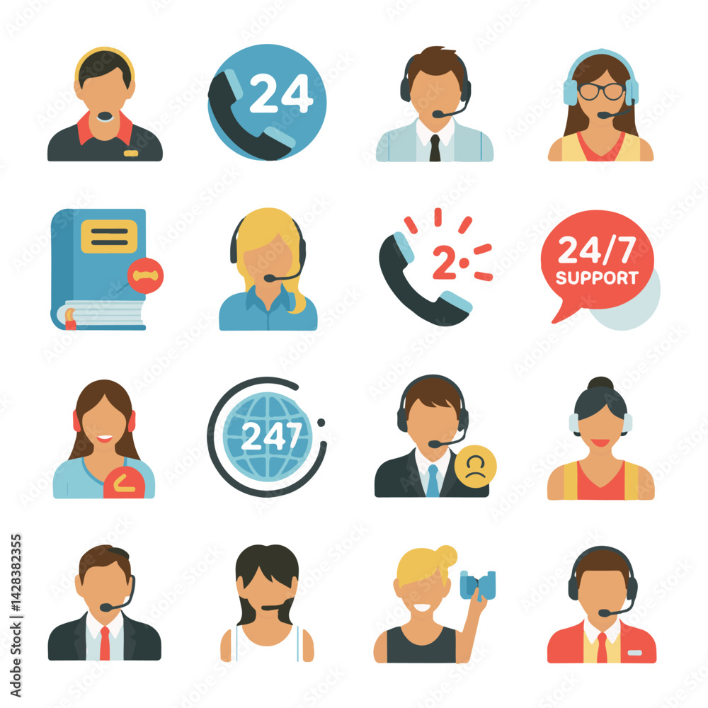 Help Desk and Call Center Vector Icons. Help Desk and Call Center Vector Icons.