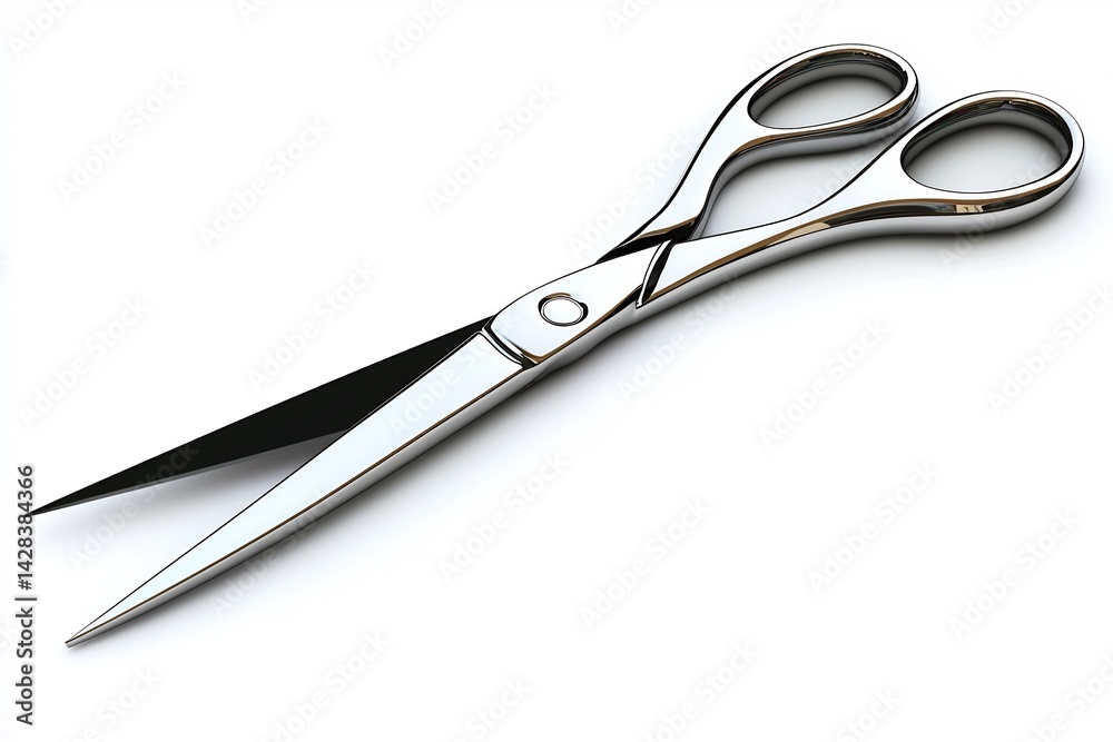 Fototapeta premium Sleek Silver Scissors Isolated on Clean White Background
