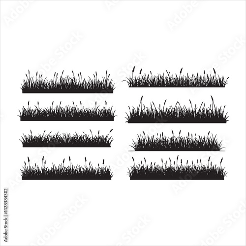  Black grass border silhouettes collection