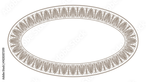 Decorative oval frame. Elegant element for design in Eastern style, place for text. Floral golden border. Lace illustration for invitations and greeting cards