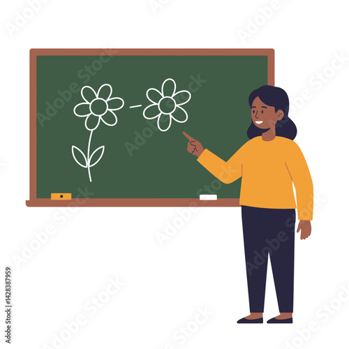 Vibrant Vector Illustration Teacher Explaining Botany Lesson