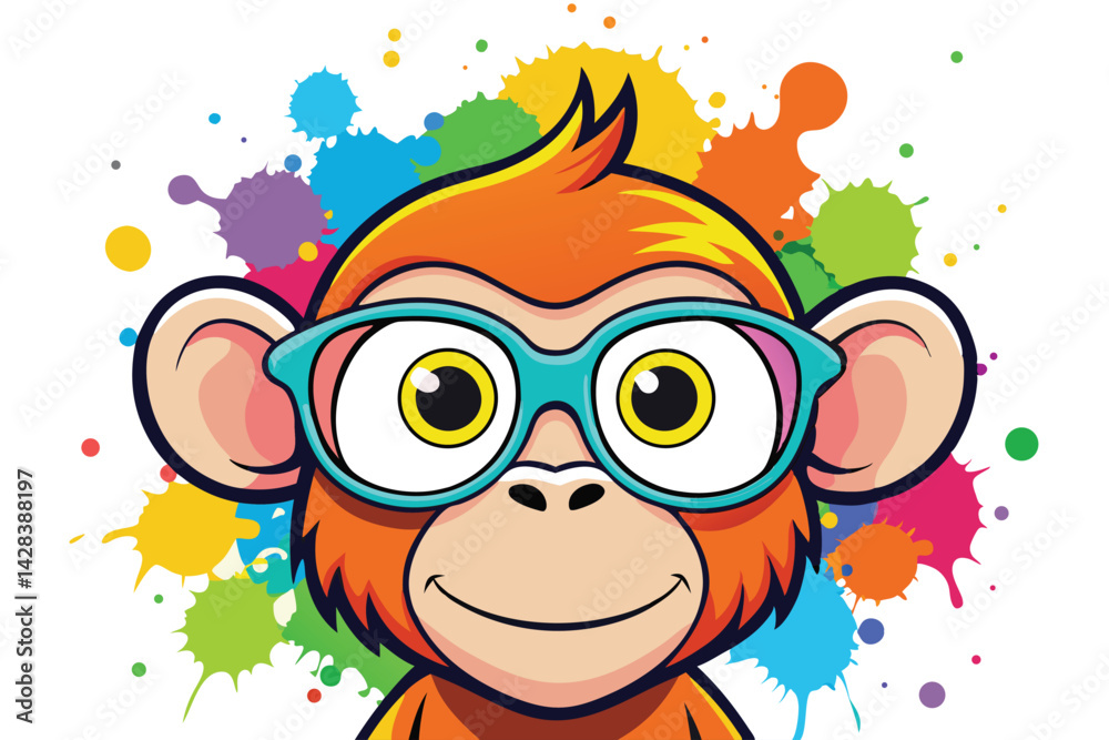 Fototapeta premium monkey, funny, wildlife, animal, cute, wild, ape, primate, chimpanzee, face, mammal, zoo, young, happy, fur, character, jungle, expression, isolated, fun, safari, portrait, head, creature, hairy, tail