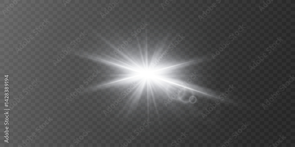 Obraz premium Glitter flash and flare. White star and light effect.