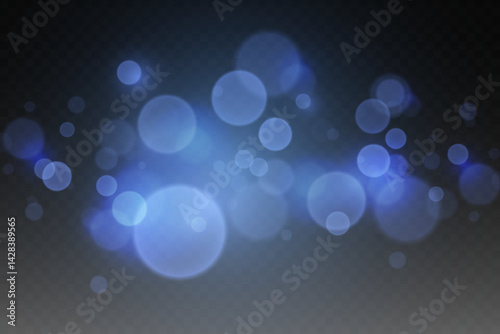 Sparkling blue bokeh, shiny particles of explosion and sparks.