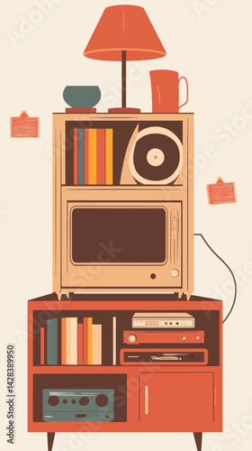 Vintage Furniture Collection for Garage Sale with Retro Decor Elements