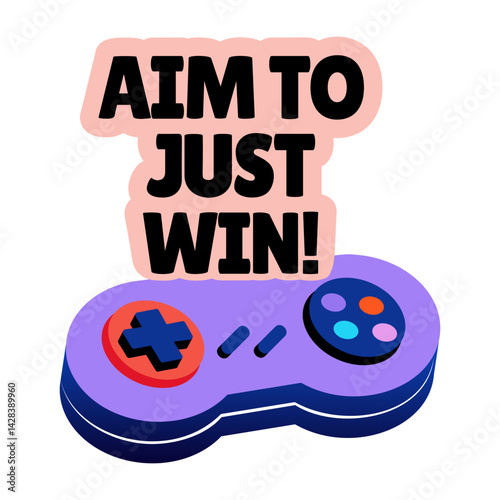 Flat sticker showing gamepad controllers with typography