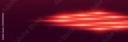 Red horizontal light effect. Laser effect of speed and brilliance of sparks.