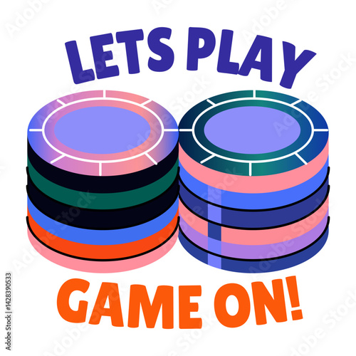 Gaming chip with typography, flat sticker