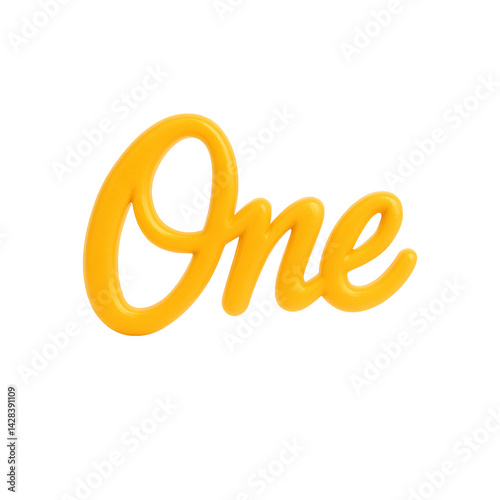 3D render of Number 1, Spelled out, Transparent Background, Isolated