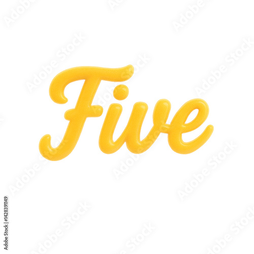 3D render of Number 5, Spelled out, Transparent Background, Isolated