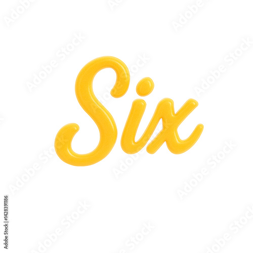 3D render of Number 6, Spelled out, Transparent Background, Isolated
